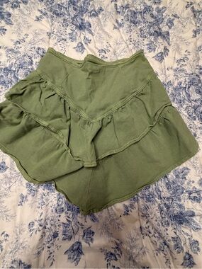MOTHER Sage Green Tiered Mini Skirt